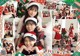 A collage of photos of a group of girls in santa hats.